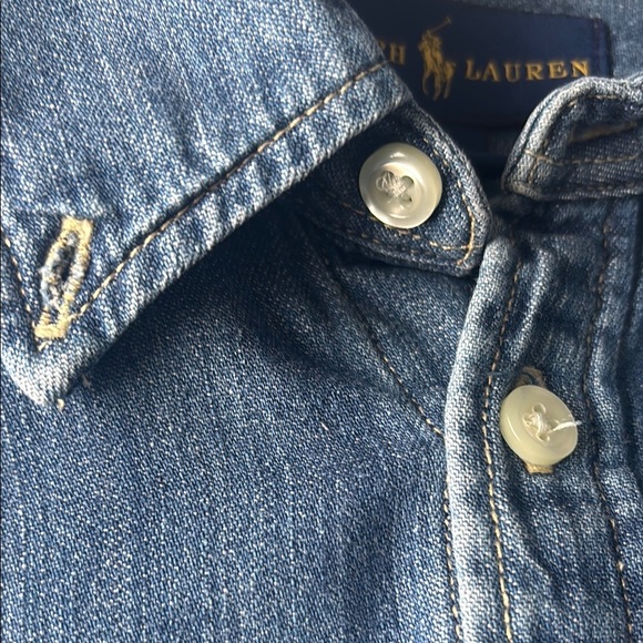 Ralph Lauren Blue Denim Long Sleeve Dress with Black Belt - Picture 11 of 17